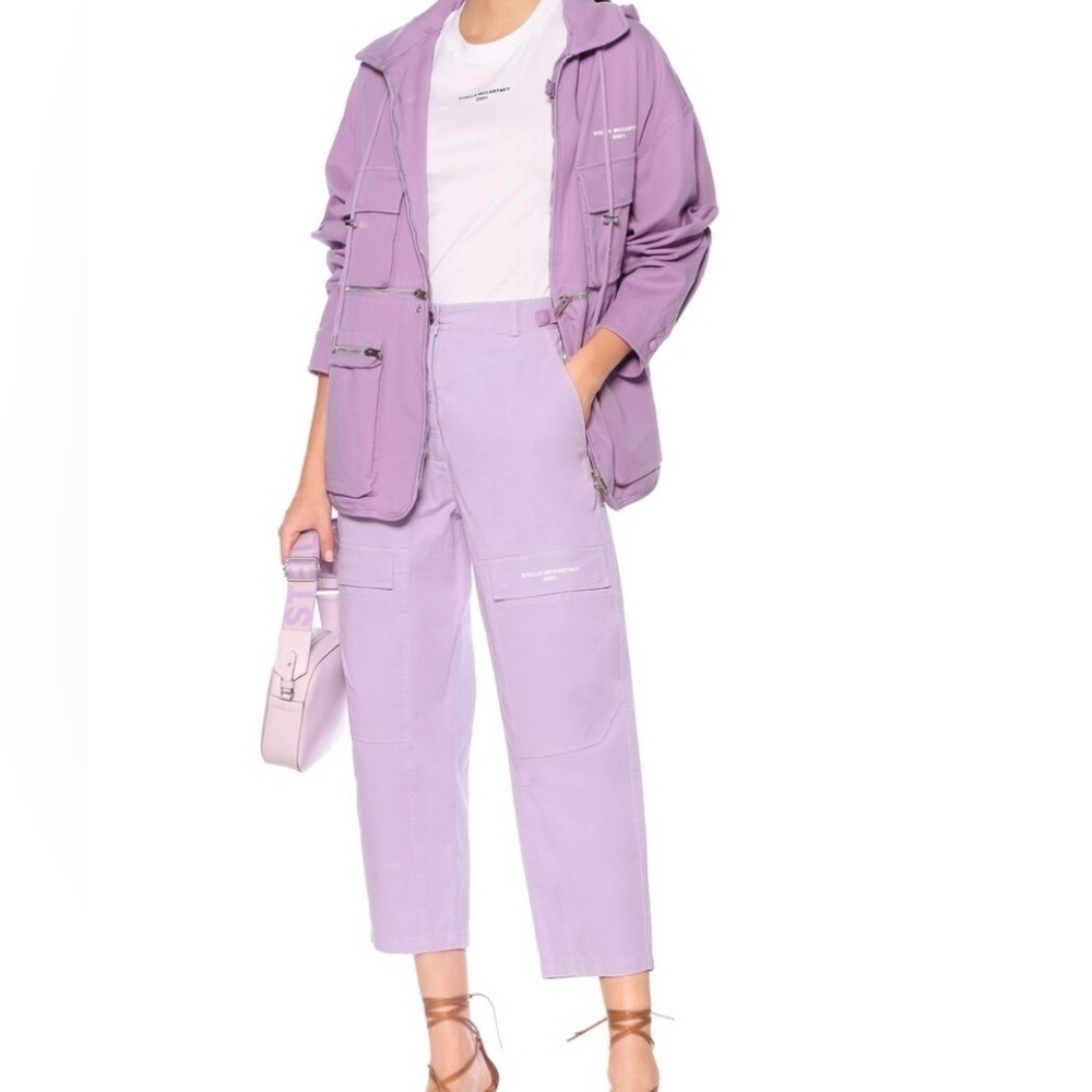 Stella Mccartney Tapered-Leg High-Rise Cropped Cargo Lavender Pants Size 40